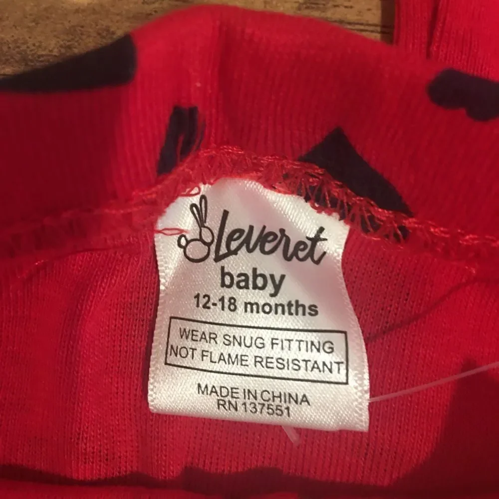 Leveret 12-18mo red 2 piece navy hearts pajamas pants set